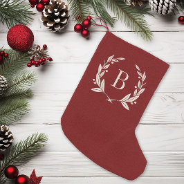 Rustic Red Laurel Wreath Monogram Kleine Kerstsok