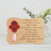 Rustic Red Mason Jar Rehearsal Dinner Invite Kaart (Staand voorkant)