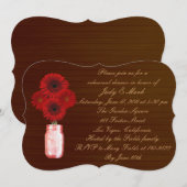 Rustic Red Mason Jar Rehearsal Dinner Invite Kaart (Voorkant / Achterkant)