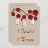 Rustic Red Mason Jars Bridal Shower Kaart (Voorkant / Achterkant)