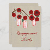 Rustic Red Mason Jars Invitation de la partie d'en (Devant / Derrière)