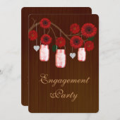 Rustic Red Mason Jars Invitation de la partie d'en (Devant / Derrière)