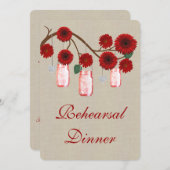 Rustic Red Mason Jars Rehearer Dîner Invitation (Devant / Derrière)