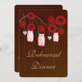 Rustic Red Mason Jars Rehearsal Dinner Invite Kaart (Voorkant / Achterkant)