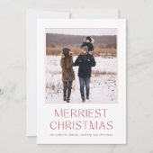 Rustic Red Merriest Carte photo de famille de Noël (Devant)