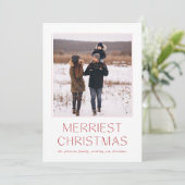 Rustic Red Merriest Carte photo de famille de Noël (Debout devant)