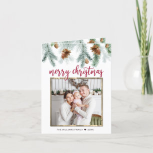 Rustic Red Merry kerstpine bevat foto Feestdagen Kaart