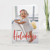 Rustic Red Modern Calligrafie Prettige feestdagen (Voorkant)