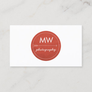 Rustic Red Monogram Cirkel met Pijl Visitekaartje