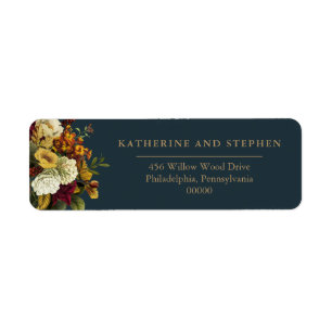 Rustic Red   Oranje "Floral Bouquet Wedding Label" Etiket