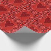 Rustic Red Patchwork Heart Quilt Cadeaupapier (Hoek)