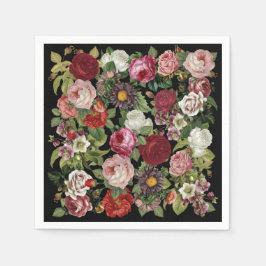 Rustic Red Pink Floral Greenery Colorful Party Servet