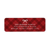 Rustic Red Plaid Christmas Return Address  Etiket (Voorkant)