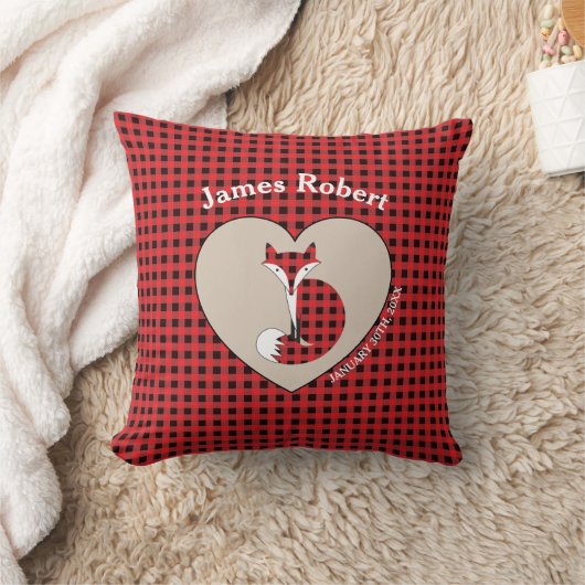Rustic Red Plaid Fox Custom Baby Coussin (Couverture)