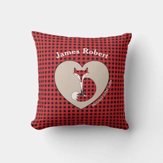 Rustic Red Plaid Fox Custom Baby Coussin (Recto)