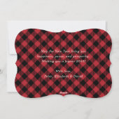 Rustic Red Plaid Lights Stars New Year Card Feestdagenkaart (Achterkant)