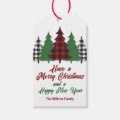 Rustic Red Plaid Vrolijk Kerstfeest Gelukkig Nieuw Cadeaulabel (Voorkant)