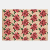Rustic Red Poinsettia Floral Pattern kerst Inpakpapier Vel (Voorkant)
