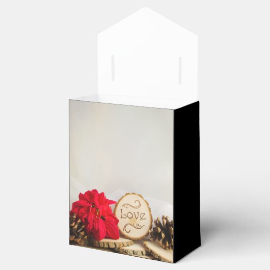 Rustic Red Poinsettia Winter Wedding Bedankdoosjes (Geopend)