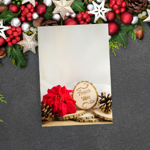 Rustic Red Poinsettia Woodland Weddenschap Bedankkaart