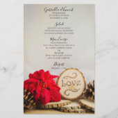 Rustic Red Poinsettia Woodland Winter Wedding Menu (Devant)