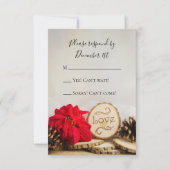 Rustic Red Poinsettia Woodland Winter Wedding RSVP (Voorkant)
