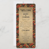 Rustic Red Poppies Programme Vintage de mariage en (Devant)