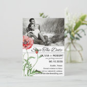 Rustic Red Poppy Uw foto Bewaar de datum Kaart (Staand voorkant)