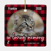 Rustic Red Pset Cat Memorial Pet Loss Keepslag Keramisch Ornament (Achterkant)