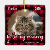 Rustic Red Pset Cat Memorial Pet Loss Keepslag Keramisch Ornament (Voorkant)