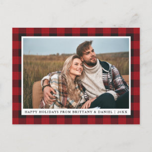 Rustic Red Pset Couple Prettige feestdagen Briefkaart