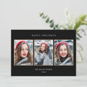 Rustic Red Pset Faux Gold 3 Kerstmis Feestdagenkaart (Staand voorkant)