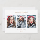 Rustic Red Pset Faux Gold 3 Kerstmis Feestdagenkaart (Voorkant)