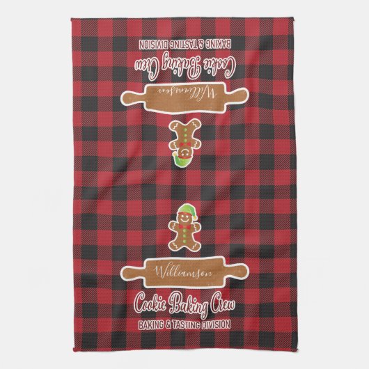 Rustic Red Pset Holiday Baking Monogramed Theedoek (Verticaal)
