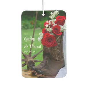 Rustic Red Roses en Cowboy Boots country Wedding Luchtverfrisser