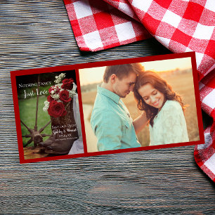Rustic Red Roses en Cowboy Boots Wedding Save The Date