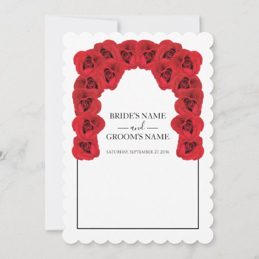 Rustic Red Roses Wedding Invitations Kaart (Achterkant)