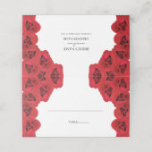 Rustic Red Roses Wedding Place Card (Buitenkant ongevouwen)