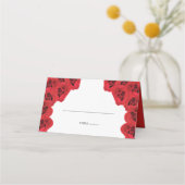 Rustic Red Roses Wedding Place Card (Voorkant)