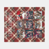 Rustic Red Tartan Aangepast 9 Foto Fleece Deken (Voorkant (Horizontaal))