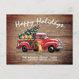 Rustic Red Truck Dogs Happy Holiday Moving Aankondigingskaart