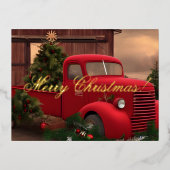 Rustic Red Truck en Trees Kerstmis Kaart (Voorkant)