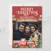 Rustic Red  Truck Foto Feestdagenkaart (Voorkant)