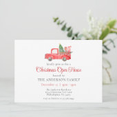 Rustic Red Truck Noël Open House Invitation (Debout devant)