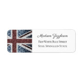Rustic Red White Blue Sparkles UK vlag Etiket (Voorkant)