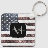 Rustic Red White Blue Sparkles USA Sleutelhanger (Achterkant)