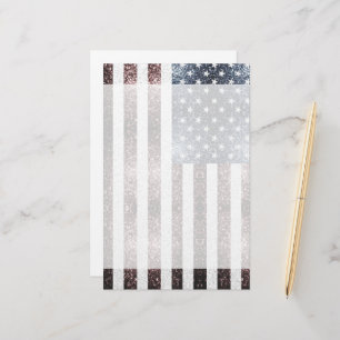 Rustic Red White Blue Sparkles USA vlag Briefpapier