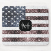Rustic Red White Blue Sparkles USA vlag Monogram Muismat (Voorkant)