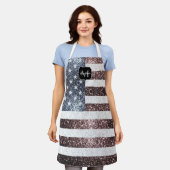 Rustic Red White Blue Sparkles USA vlag Monogram Schort (Gedragen)