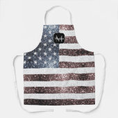 Rustic Red White Blue Sparkles USA vlag Monogram Schort (Voorkant)